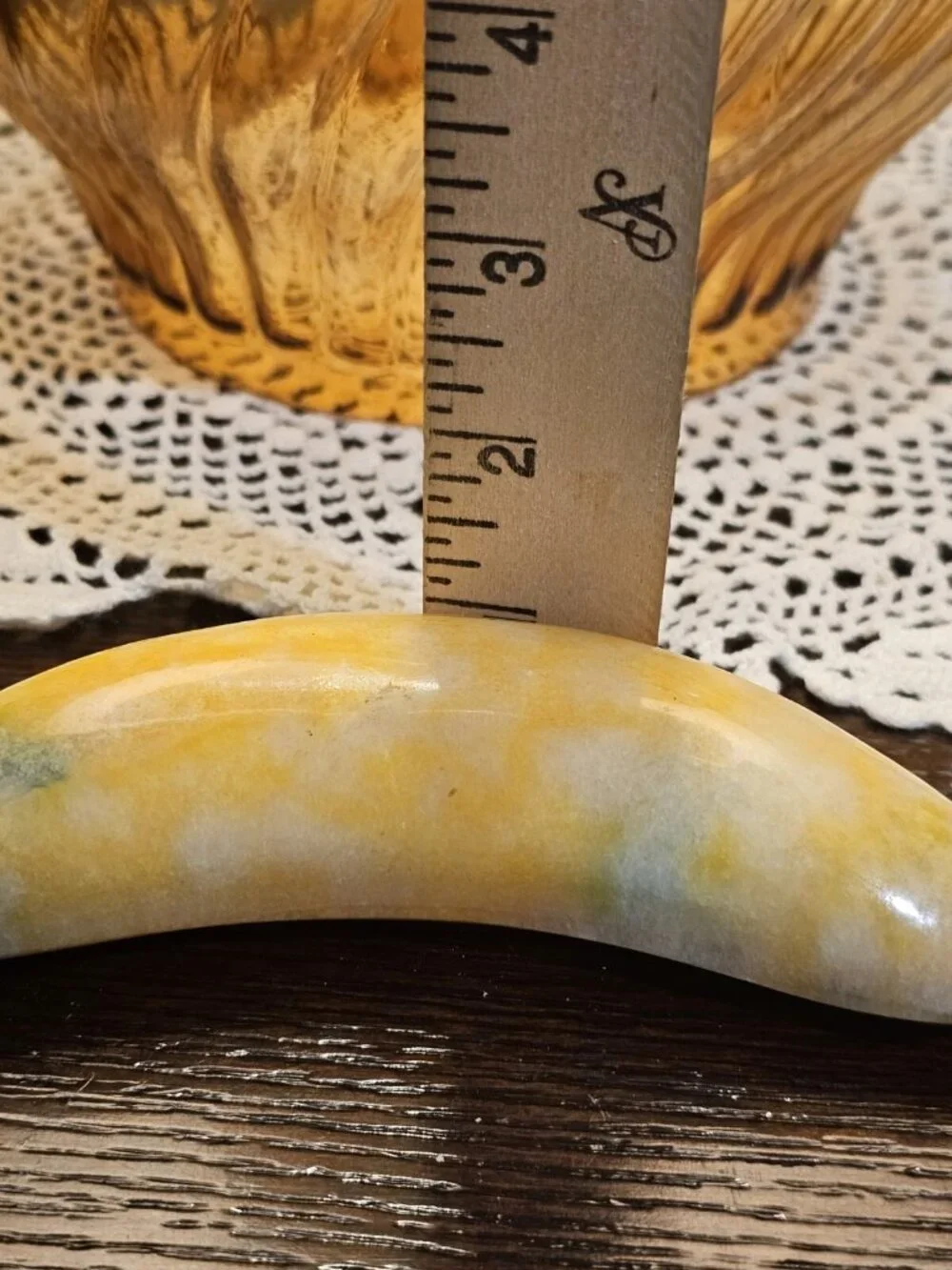 Vintage Italian Alabaster Yellow and Green Banana Stone Marble Fruit
